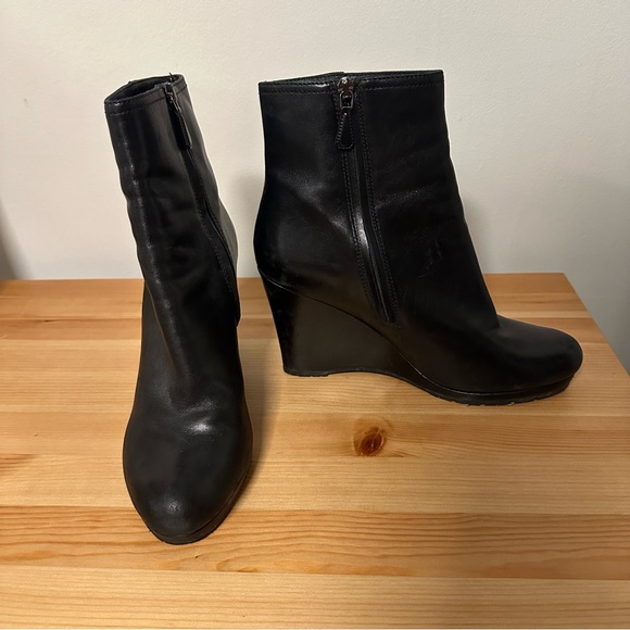 Prada Black Leather Wedge Booties as 9 / EU 40 - Picture 2 of 8